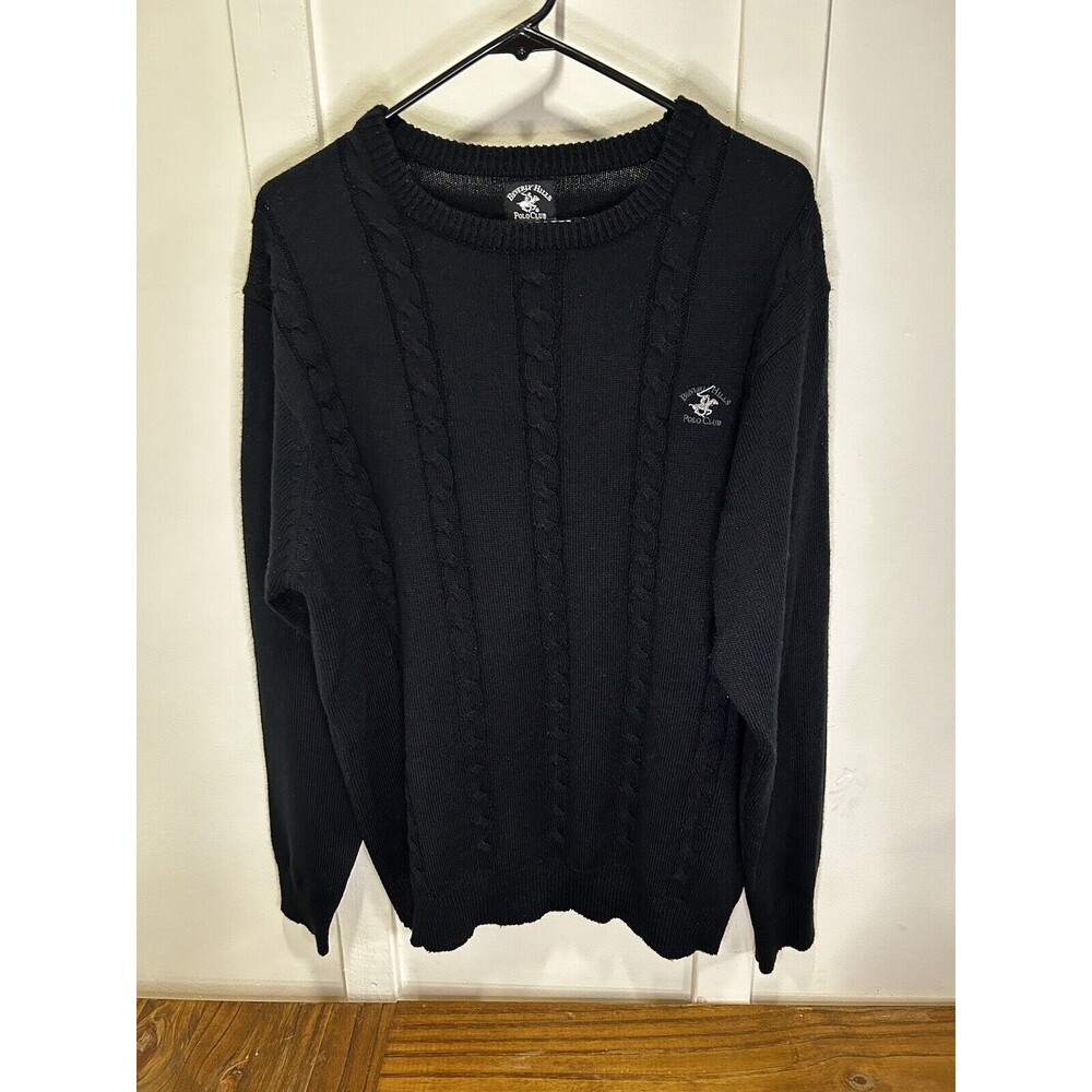 SWEATER Beverly Hills Polo Club Crewneck Mens Black XL Soft Comfortable Nice!